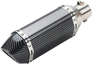 A-KARCK Motorcycle Exhaust Muffler 1.5" / 2" Inlet, 12" Long Carbon Fiber Exhaust Silencer Pipe with DB Killer, Excellent Sound Quality