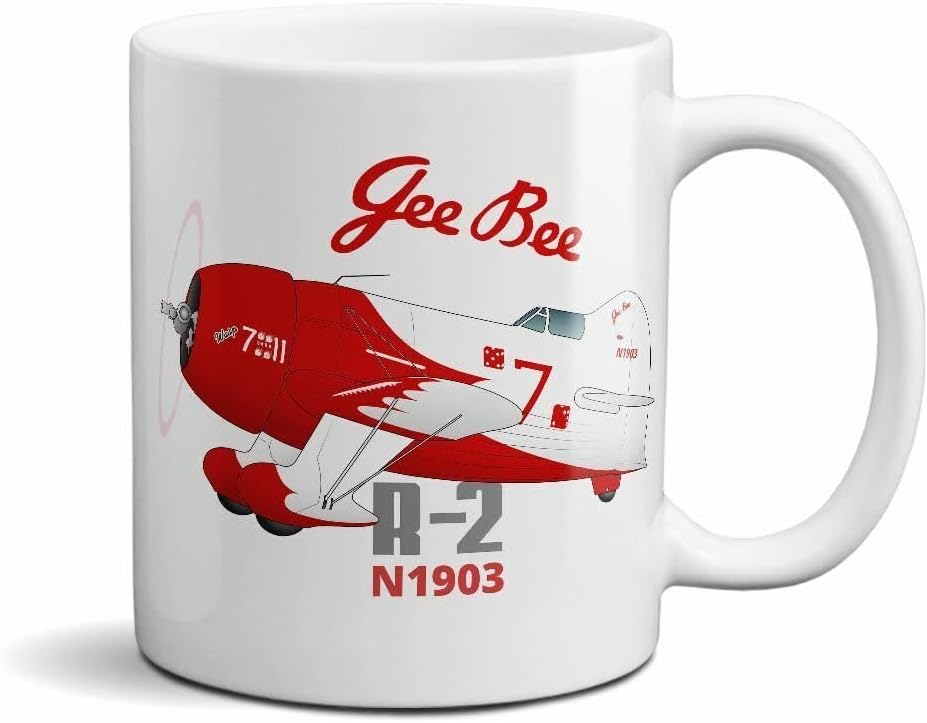 GEE BEE R-2 Airplane Ceramic Mug - Personalized w/Your N# Printed Coffee and Tea Ceramic Mug- 320 ML Ceramic Coffee Mug 9634