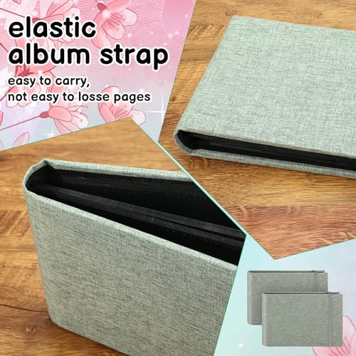 2 Pack Small Photo Albums, 6x4 Slip In Photo Albums 200 Photos Mini Flip Photo Book Album Portable Linen Cover Memory Book with Linen Cover for Baby Wedding Holiday Family Birthday Travel(Grey) - Image 2