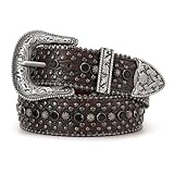 JASGOOD Rhinestone Belt for Women Men Bling Studded Western Cowboy Cowgirl Belts for Jeans,Dark Brown