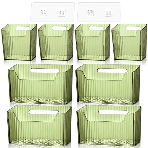 SiliFine 8 Pcs Cabinet Door Organizer Bin Wall Mount Organizer,3.94'',Green