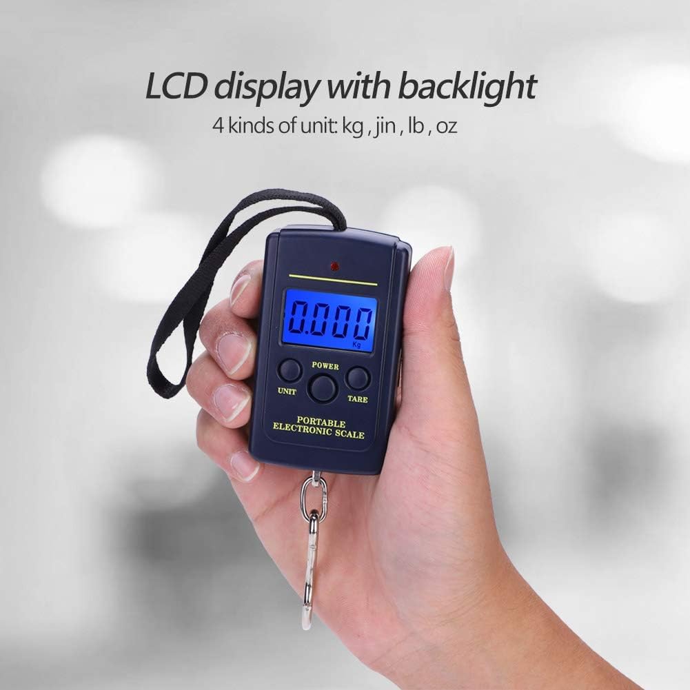 40 kg LCD elektroniczna waga cyfrowa, przenośna elektroniczna, waga, cyfrowa, przenośna waga, do podróży, wędkarstwa i łucznictwa, duży haczyk
