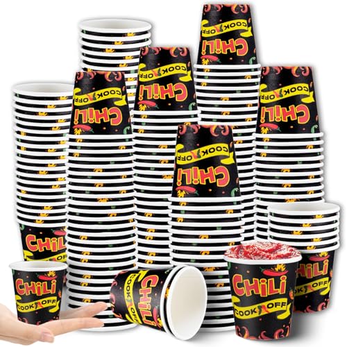 WGXX 300pcs 2.5oz Chili Cook off Cups Chili Cook Off Decorations Mexican Party Paper Bowls Mini Tasting Disposable Cups Mexican Party Cooking Supplies