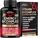 Vitamin B Complex - B1 | B2 | B3 | B5 | B6 | Biotin | B12 | 5-MTHF - Astragalus & Whole Food Blend - Energy, Metabolism & Brain - Vitamins B for Women & Men - Lab Tested - 60 Capsules, 60 Days Supply
