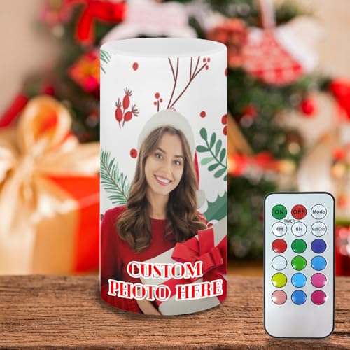 custyoulife Personalisierte LED-Weihnachtskerze mit Foto, individuelle...