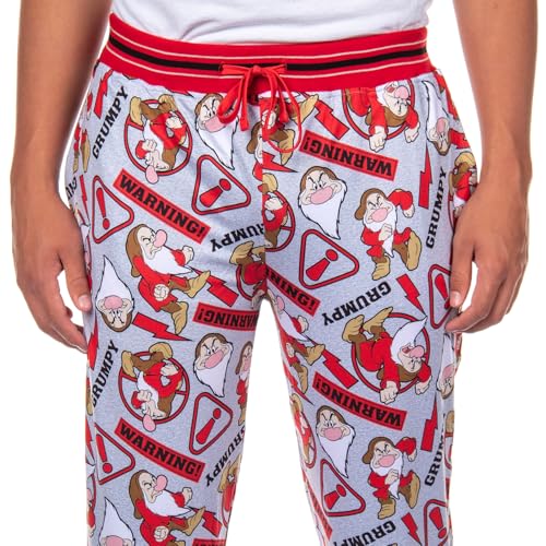 Disney Men's Snow White Allover Grumpy Warning Design Adult Lounge Sleep Pajama Pants3