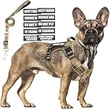 MOOGROU Tactical Dog Harness and Leash Set Medium Sized Dog,Heavy Duty No Pull Service Dog Vest and 10 Patches with Dog Seat Belt,Reflective Adjustable Pet Harness for Training Walking Hiking Camo M