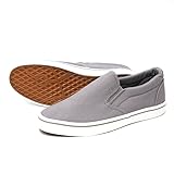 [Kaenarie] スリッポン スニーカー メンズ レディース デッキシューズ 無地 黒 白 シンプル キャンバス カジュアル オフィス 室内 学校 男女 全13色 (40 (25.0)3E, グレー)