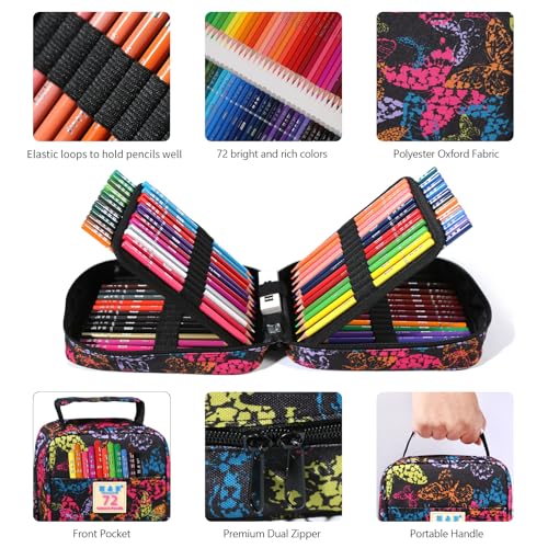H & B Colouring Pencils 72Pcs Oil Based Coloured Pencils Professional Colouring Pencils Set with Colouring Book Art Set for Adults Artists Beginners - Image 4