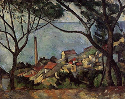 Peinture à l'huile sur toile Cézanne Paysage de la mer à l'Estaque