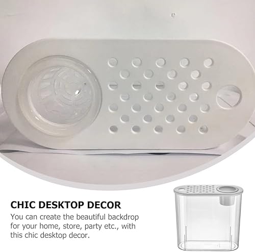 Miniatura 7 de POPETPOP acuario portátil pecera para decoración del hogar, fácil mantenimiento, caja de cría de plástico, soporte de escritorio elegante para sala