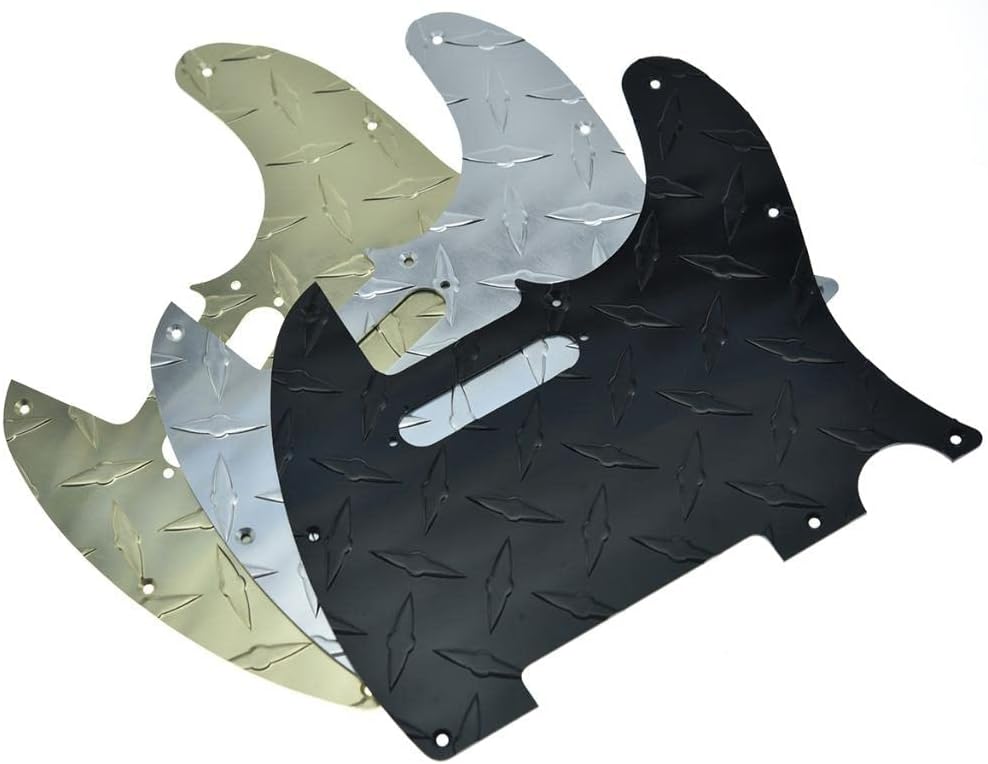 Dopro 8 Hole Diamond Plate 1 Ply Modern Style Tele Pickguard Aluminum TL Scratch Plate for American/Mexican FD Tele Black