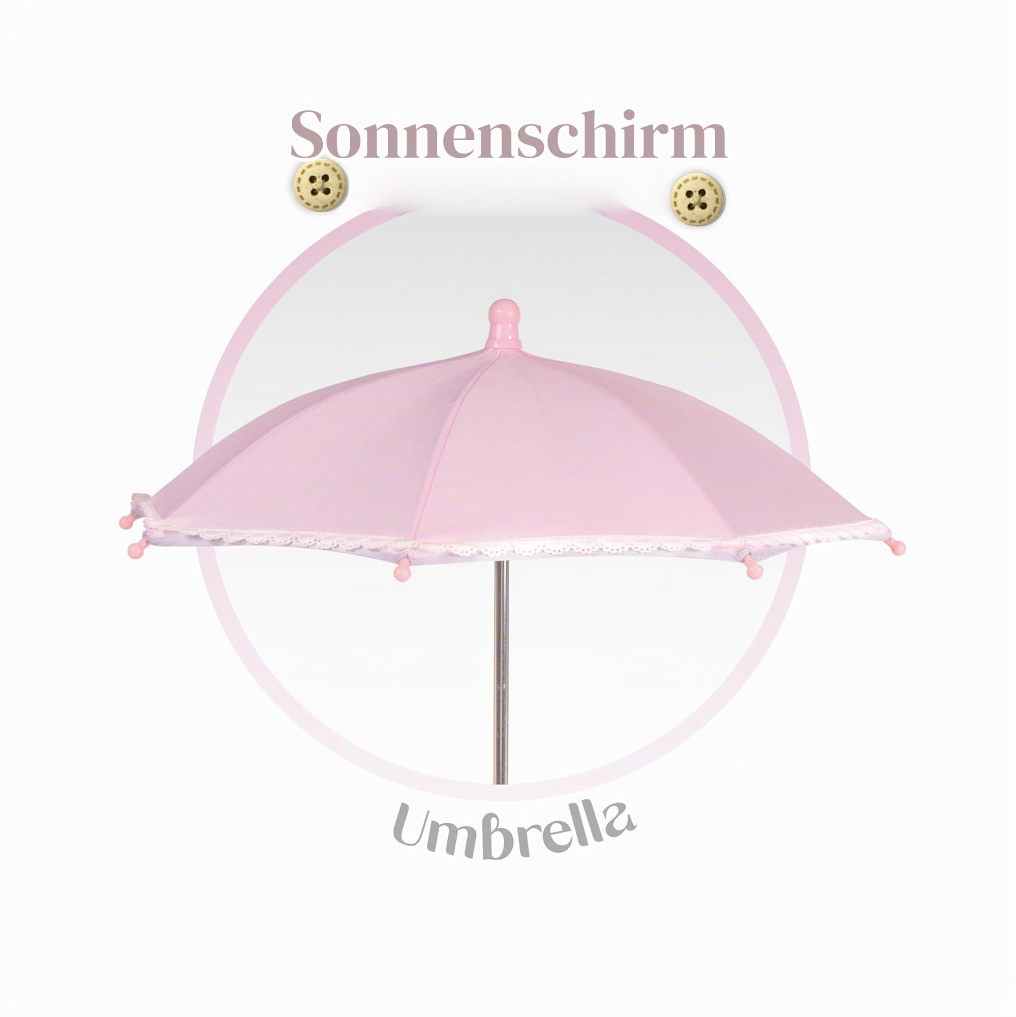 Puppenwagen Sophie faltbar mit Sonnenschirm von DeCuevas 81075, Rosa
