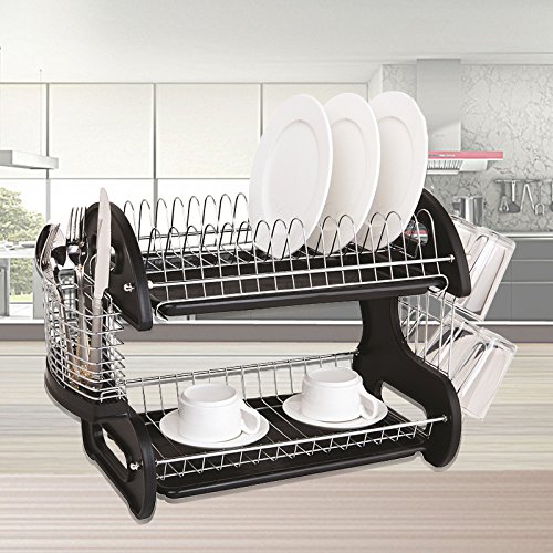 Buy Dish Rack 2 Layers Kitchen Dish Shelf Plate Cutlery Cup Rack Drain