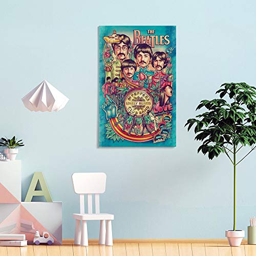 Beatles – Peinture décorative sur toile – Art déco – Décoration murale – Pour salon, chambre à coucher – 20 x 30 cm - Les Beatles, Paul McCartney, John Lennon, RIngo Starr, George Harrison Beatles - Peinture décorative sur toile - Art déco - Décoration murale - Pour salon, chambre à coucher - 20 x 30 cm – Image 5