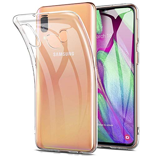 REY - Funda Carcasa Gel Transparente para Samsung Galaxy A40, Ultra Fina 0,33mm, Silicona TPU de Alta Resistencia y Flexibilidad