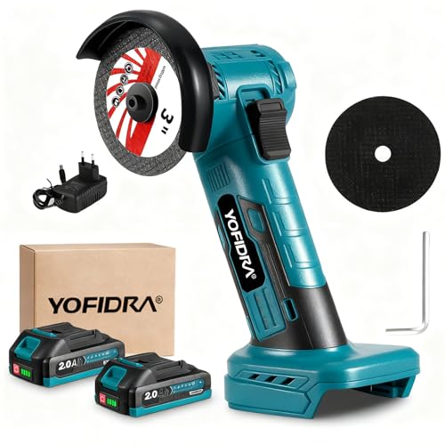 Yofidra Mini Amoladora 21V Profesional con Baterías 2.0Ah Motor sin Escobillas 19.000rpm