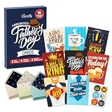 Decorably 16 Pack Foiled 5x7in Fathers Day Cards for Dad with Envelopes and Stickers, 8 Stylish Designs - Box of Father's Day Cards with Printed Message Inside - Gifting, Mailing