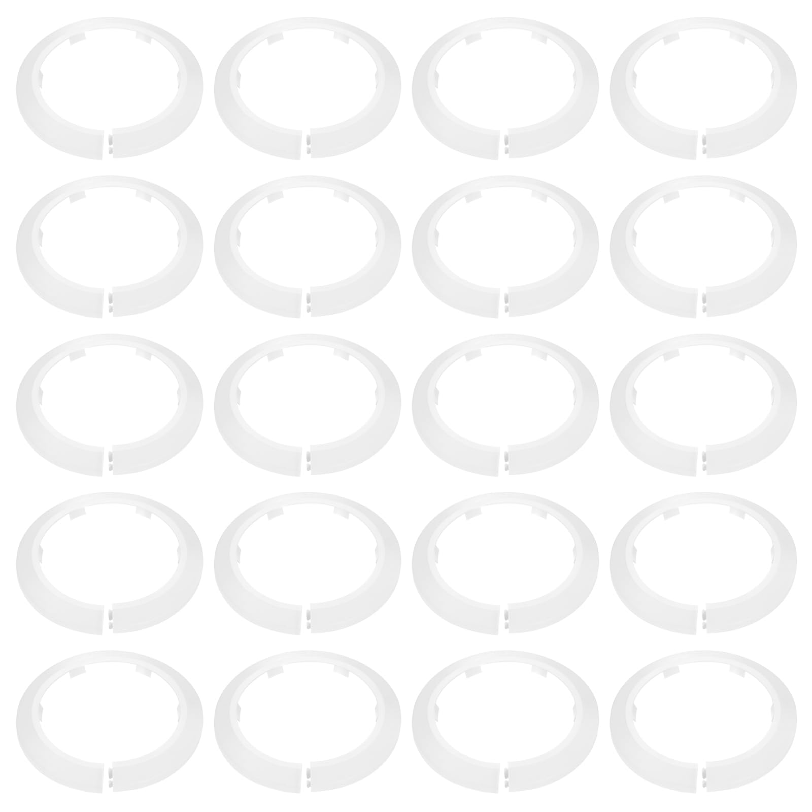 sourcing map 20pcs Flange Pipe Cover Decoration 4.33" (110mm) Plastic Clip-on Wall Hole Cover Under Sink Pipe Radiator Escutcheon Collar for Bathroom Kitchen Toilet, White