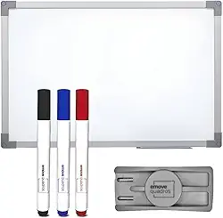 Lousa Quadro Branco 120x90 Cm Soft Alumínio Com 3 Caneta Marcador E Apagador