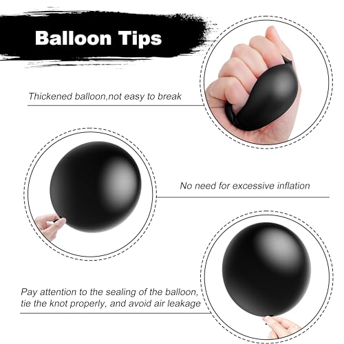 Image of 125Pcs Balloons Set with 5 Sizes 36 inch 18 inch 12 inch 10 inch 5 inch, Including Giant Balloon, Arch Kit, Ribbon - Perfect for Birthday party, Wedding, Baby Shower & Party Supplies (Black)
