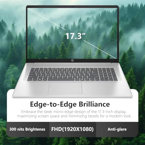Image of HP 17 Laptop, 17.3 inch FHD Display, 8GB DDR5 RAM, 2TB SSD, AMD Ryzen 5 Processor(Beats i7-1165G7, Up to 4.3GHz), Windows 11 Pro, EUK Accessories, Silver, Video Editing Laptop