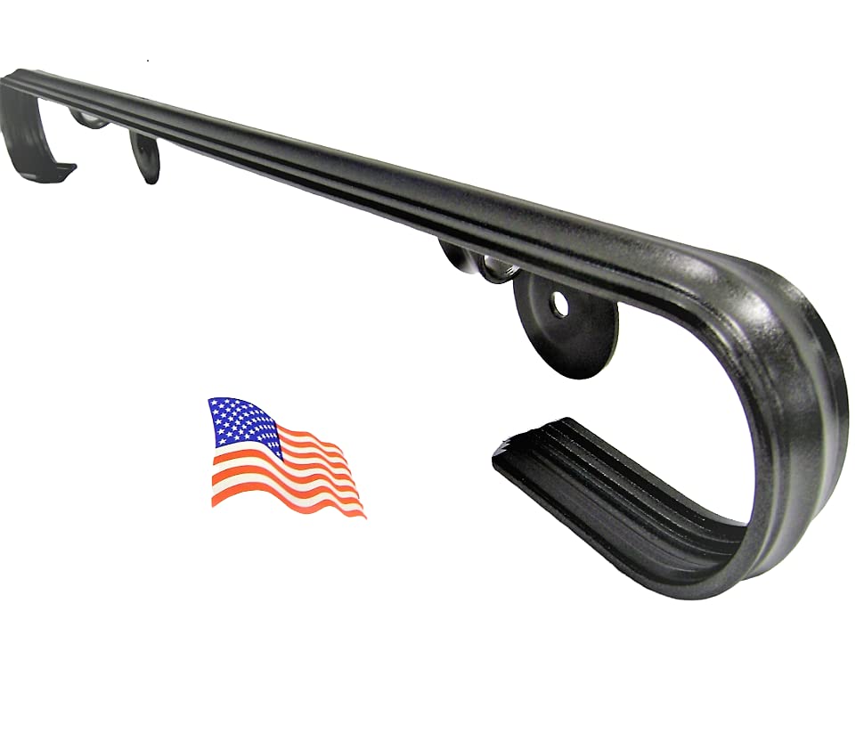 Industrial Pipe Stair Handrail - 2ft Wall-Mounted Black Metal Rail For Indoor & Outdoor Steps