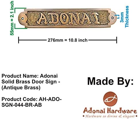 Adonai Hardware Adonai Solid Brass Door Sign - (Antique Brass)