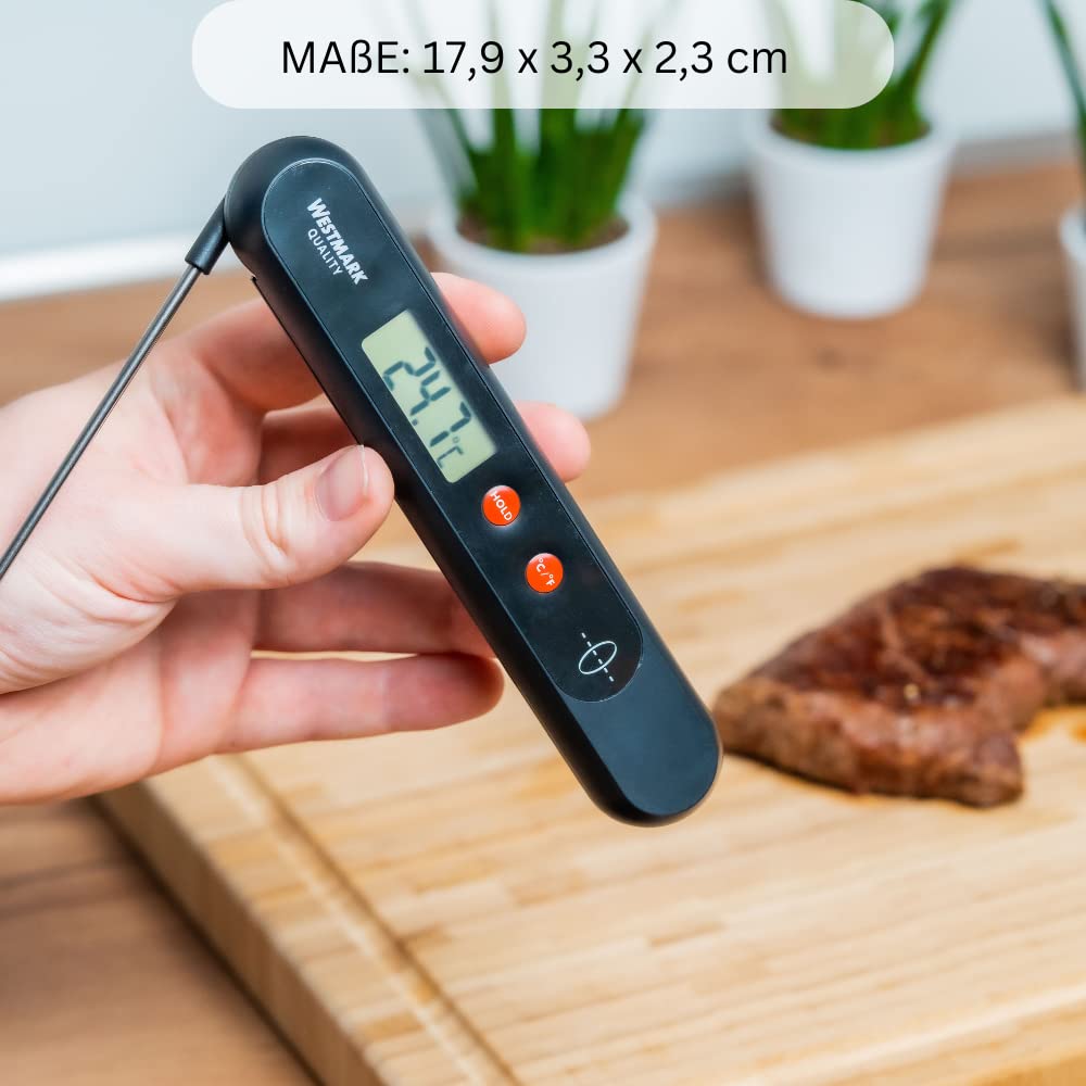 Westmark 12962260 - Termometro senza batterie, con pulsante di regolazione della temperatura, acciaio inox/plastica, ecologico, argento/nero/rosso, 12962260