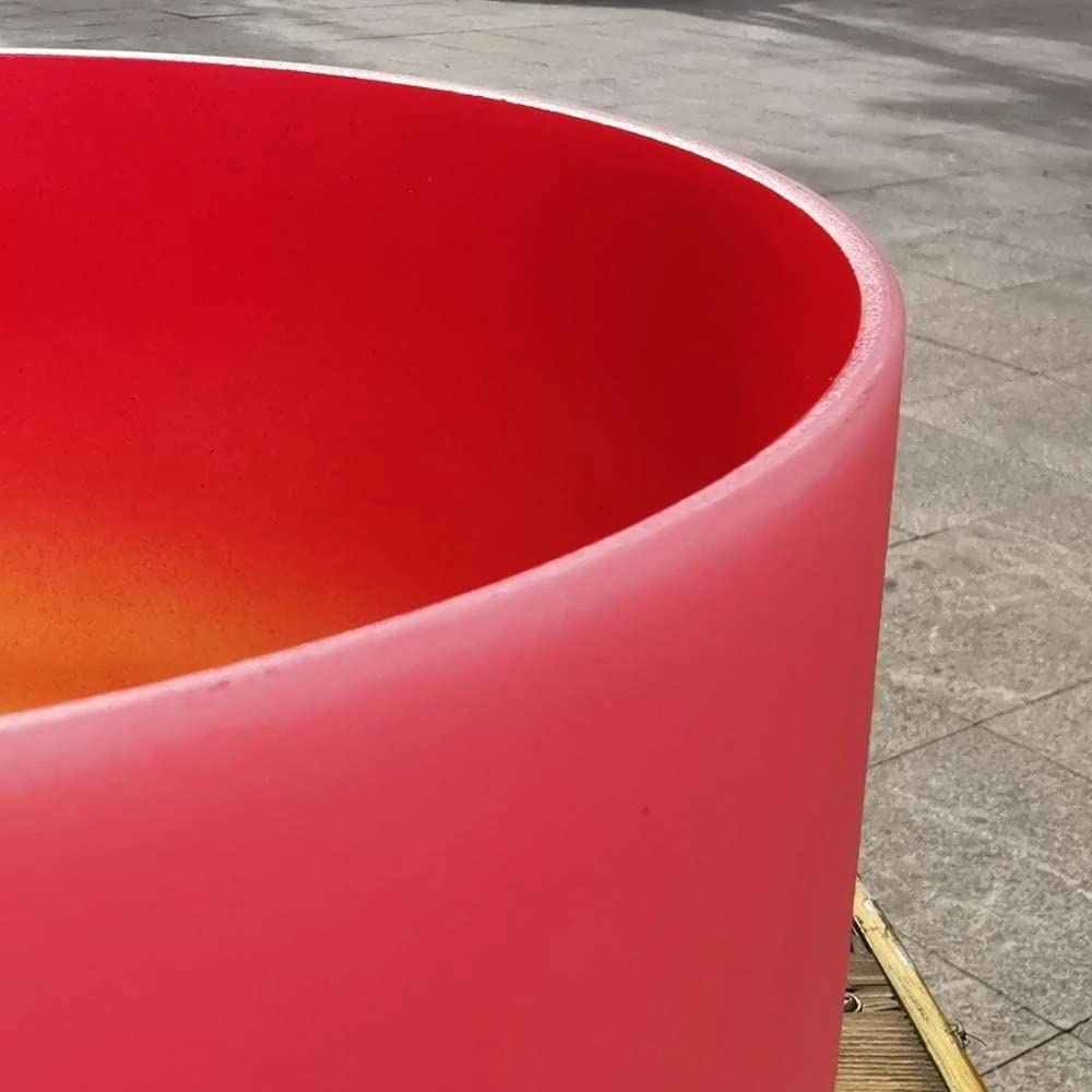 XBTGS Campana tibetana per chakra dell'ombelico da 25,4 cm, in quarzo satinato, colore rosso e giallo, per meditazione yoga, meditazione, con nota a D arcobaleno, ciotola + borsa