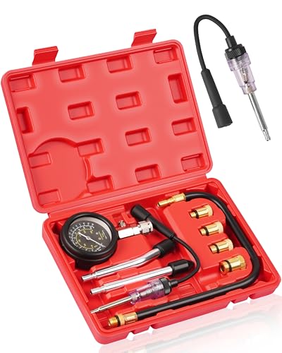 DAYUAN 9 TLG. Kompressionsprüfer Set Kompressionstester Motor Kompression prüfen meßen Kfz M10 M12 M14 M18 0-20 bar & 0-300 psi