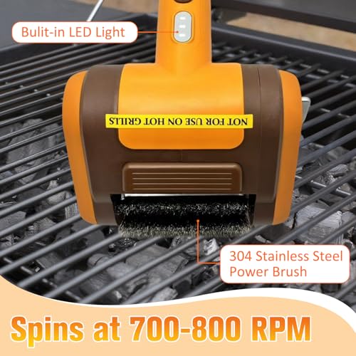 Image of Electric Grill Brush Bristle for Outdoor Grill, Grill Cleaning Brush Rechargeable BBQ Cleaner Brush Head,Safe Grill Brush with Scraper for Cast Iron Stainless-Steel Grates,Yellow