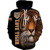 famesale Tigre Animal Impreso en 3D Hombres Mujeres Sudadera con Capucha Harajuku Casual Sudadera con Capucha Streetwear Pullover Tops
