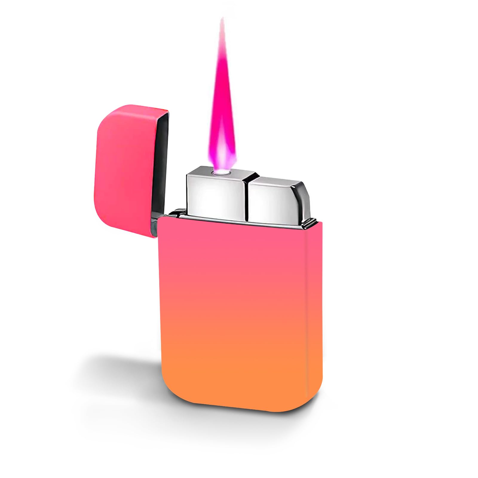 Pink Flame Torch Lighter Glittery Cute Cool Refillable Butane Lighter Windproof Pocket Lighter for Women and Girls(Butane Not Include) (Orange Pink)