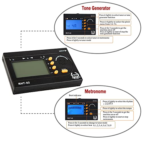 Rhythm Metronome Tuner, 3 In 1 Digital Metronome Tuner Tone Generator For Guitar, Bass, Violin, Ukulele And Chromatic,Clarinet, Trumpet, Flute, Tuners For All Instruments #TOP1