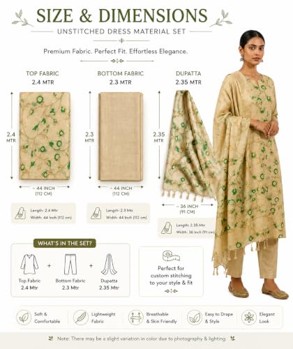 Image of HAIDER ALI Handloom Cotton Silk Screen Print Unstitched Suit Set for Women with Dupatta | Salwar Suit Dress Material for Women & Girls 01