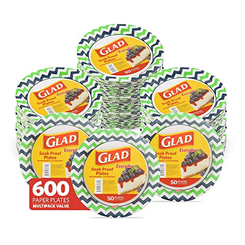 Glad 7 Inch Round Paper Plates  Soak Proof Disposable Paper Plates for Everyday Use 