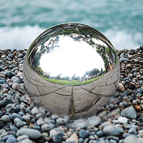 LYEAA Roestvrij staal Gazing Ball, 120-150mm reflecterende tuin bol, Spiegel gepolijst holle bal, Drijvende vijver ballen, Naadloze Gazing Globe voor Home Garden Ornament Decoraties - Afbeelding 5