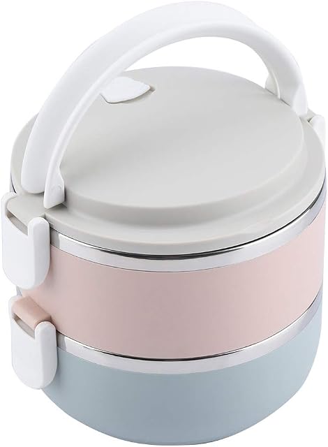 Stainless Steel Insulated Lunch Box - Portable Stainless Steel Thermal Lunch Box Container Bento Box Food Container(Two Boxes 1400ml)