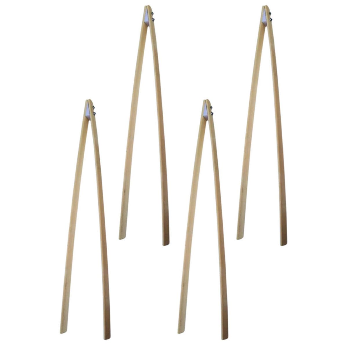 Lot de 4 Pinces Poubelle en Bambou Beige, Outil de Ramassage de Déchets, Augmente la Friction, pour Ranger en Hauteur et Collecter les Ordures
