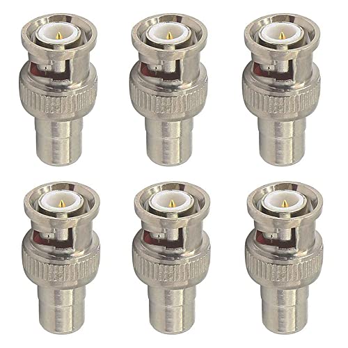 Ysruanh 6-Piece RCA to BNC Adapter Set - RCA Female to BNC Male Video Adapter Connection for CCTV Camera System