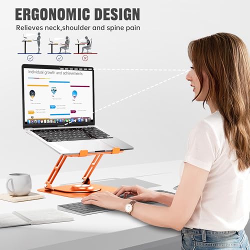 Image of JOYEKY Laptop Stand for Desk, Adjustable Computer Stand with 360 Rotating Base, Ergonomic Laptop Riser for Collaborative Work, Foldable & Portable Laptop Stand, fits for All 10-16 inch Laptops