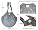 Reusable Grocery Net Bags, Cotton Mesh Tote, Farmer's Market Bags for Fruits and Vegetables, String Shopping Organizer, Storage Bag with Long Handles, 2 Packs (Beige, Gray)