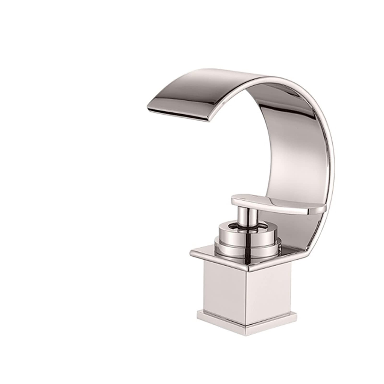 Bathroom Sink Faucet Contemporary Waterfall Outlet Gentle Effluent Hot and Cold Water Mixer Tap Deck Installation Easy to Install(Brushed Nickel)