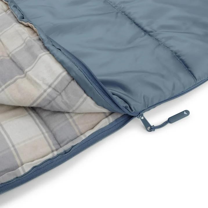 Bolsa de Dormir Azul 50F Forro de Franela Rectangular para Adultos adecuada para Mochileros y Camping en Clima Frío miniatura 3