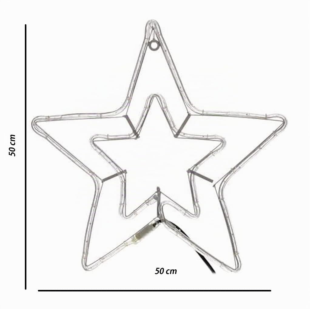 Partenopea® stella natalizia grande luminosa luci di natale da esterno da appendere tubo led forma stella 50x50 CM luce con 90 LED IP44… (Luce bianca Fredda)