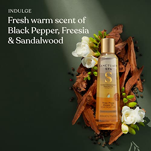Sanctuary Spa Golden Sandalwood Three-Phase Shower Oil, 3 Day Moisture, Mineral Oil Free, Cruelty Free & Vegan, 250ml (Pack of 2) - Image 3