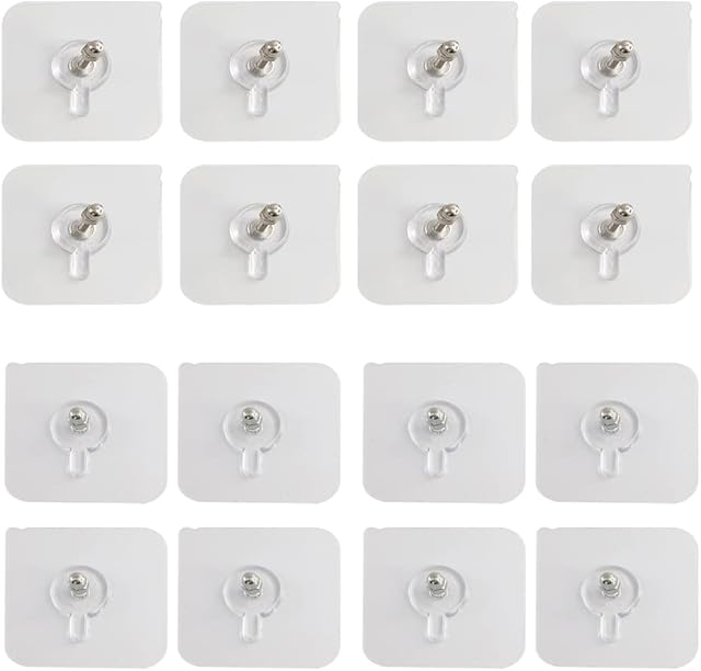 WYAN 16 Pcs Punch-Free Wall-Mounted Screw Hook,Self Adhesive Screw Hooks,Seamless Waterproof Hooks(8Pcs 8mm+8Pcs 16mm Screw Rod)