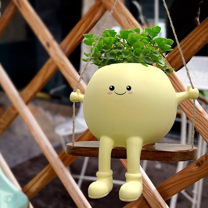 Wishbot Hanging Happy Face Planter Garden Outdoor Plant Succulent Pots Swing Face Planter Pot with Drainage Hole Cute Resin Mini Plant Potting Unique for Mom Sisters(Lovely) (B0D93PLBRG) Amazon Price History, Amazon Price Tracker