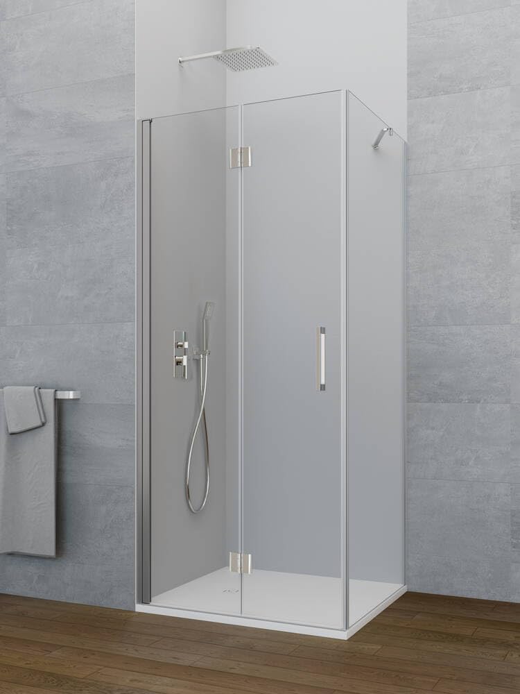 GME - Mampara Ducha Cromo 1 Puerta Corredera Plegable + 70cm Panel Lateral Fijo 100cm | Mampara de Cristal Reversible, Perfilería con Ancho Adaptable, 195cm de Altura y Vidrio con Grosor 6mm